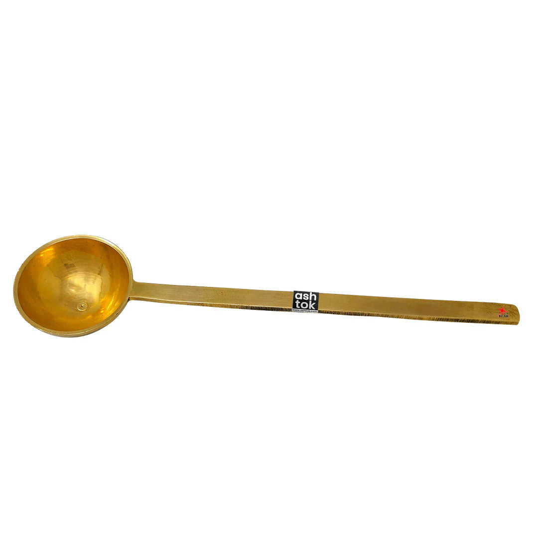 Brass Ladle, Cooking and Serving Spoon, Length 12 Inches, Width 3 Inches, Height 1.5 Inches, Colour Golden, Pack of 1
