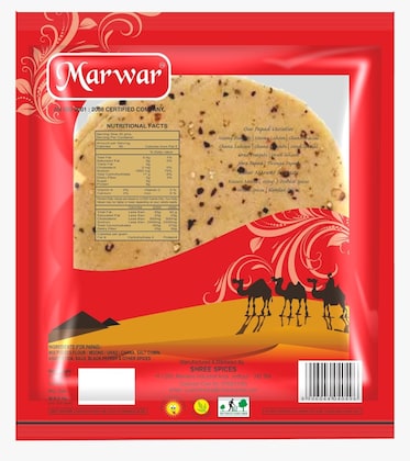Marwar Moong Daal Punjabi Papad 400g Zipper Pack of 1 (Jain, Handmade, High Spicy, Jain & Rajasthani Flavor)