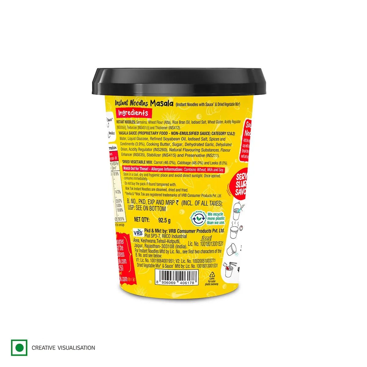 Wok Tok By Veeba Instant Cup Noodles Masala (92.5g) & Wok Tok By Veeba Instant Cup Noodles Manchurian - 92.5g