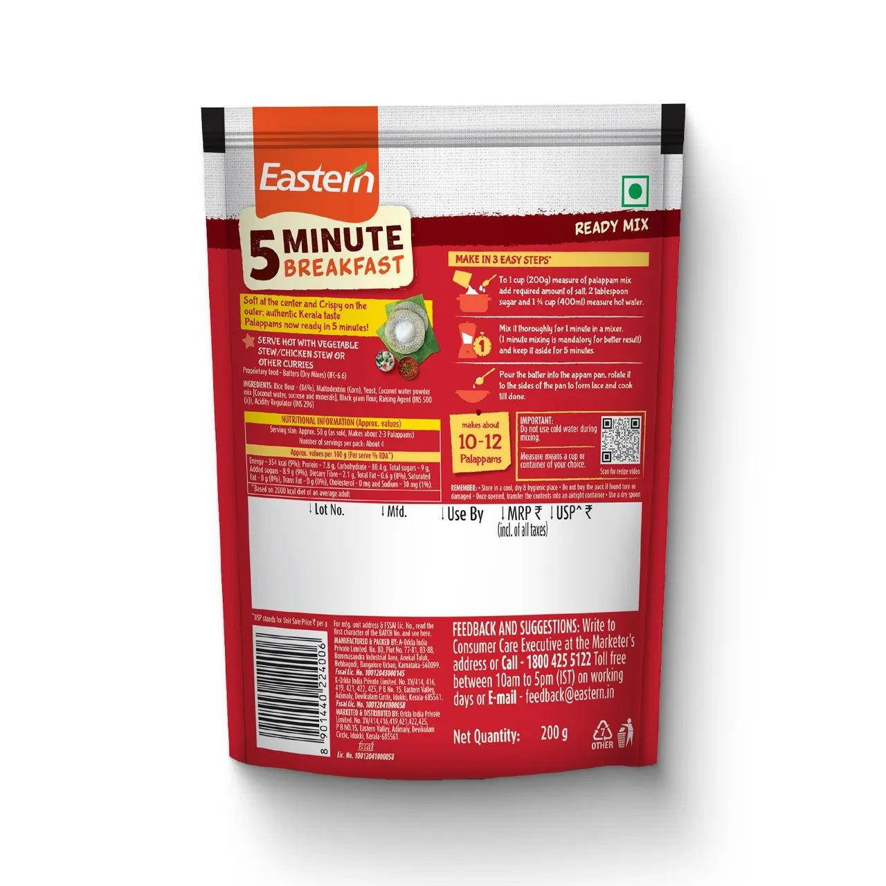 Eastern 5 Min Instant Breakfast Palappam Ready Mix - 200g