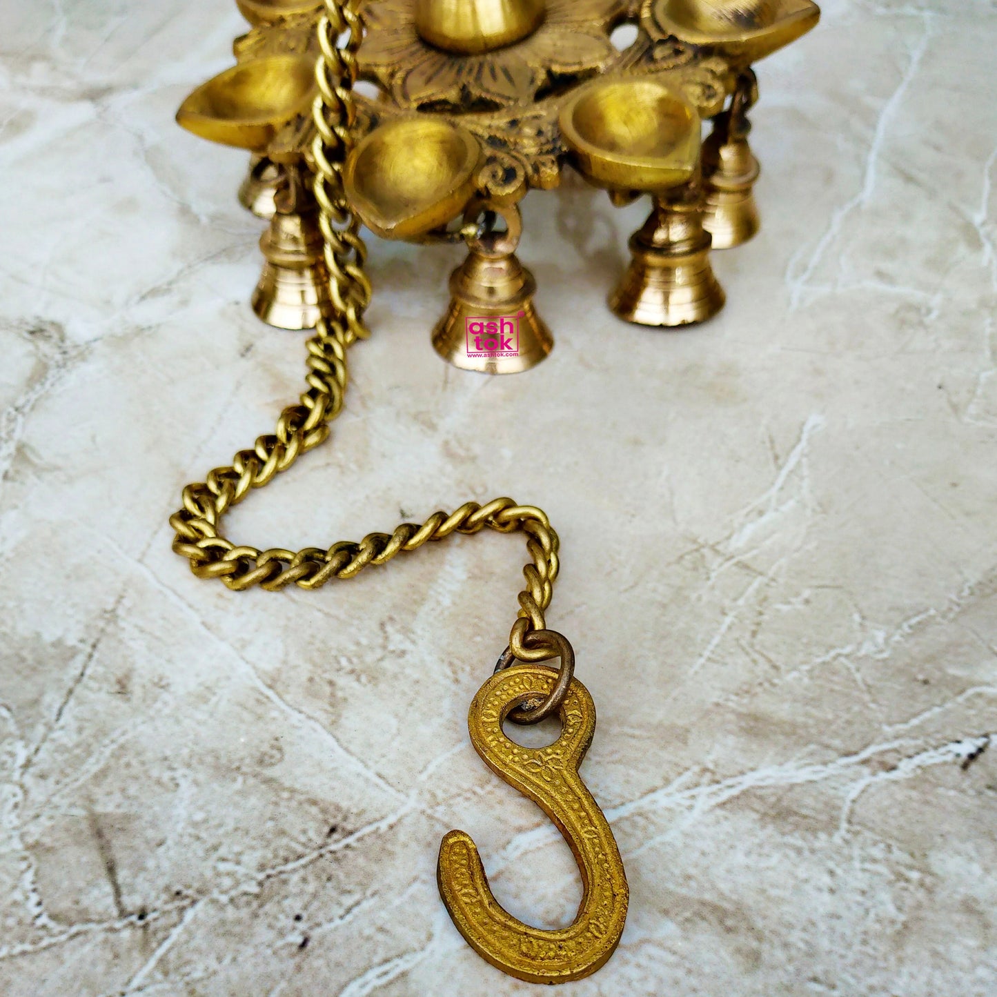 Brass Peacock Diya, Brass Hanging Diya with 2 Antic Peacocks, Decorative Diya, Mandir Diya, Puja Diya, Oil Lamp