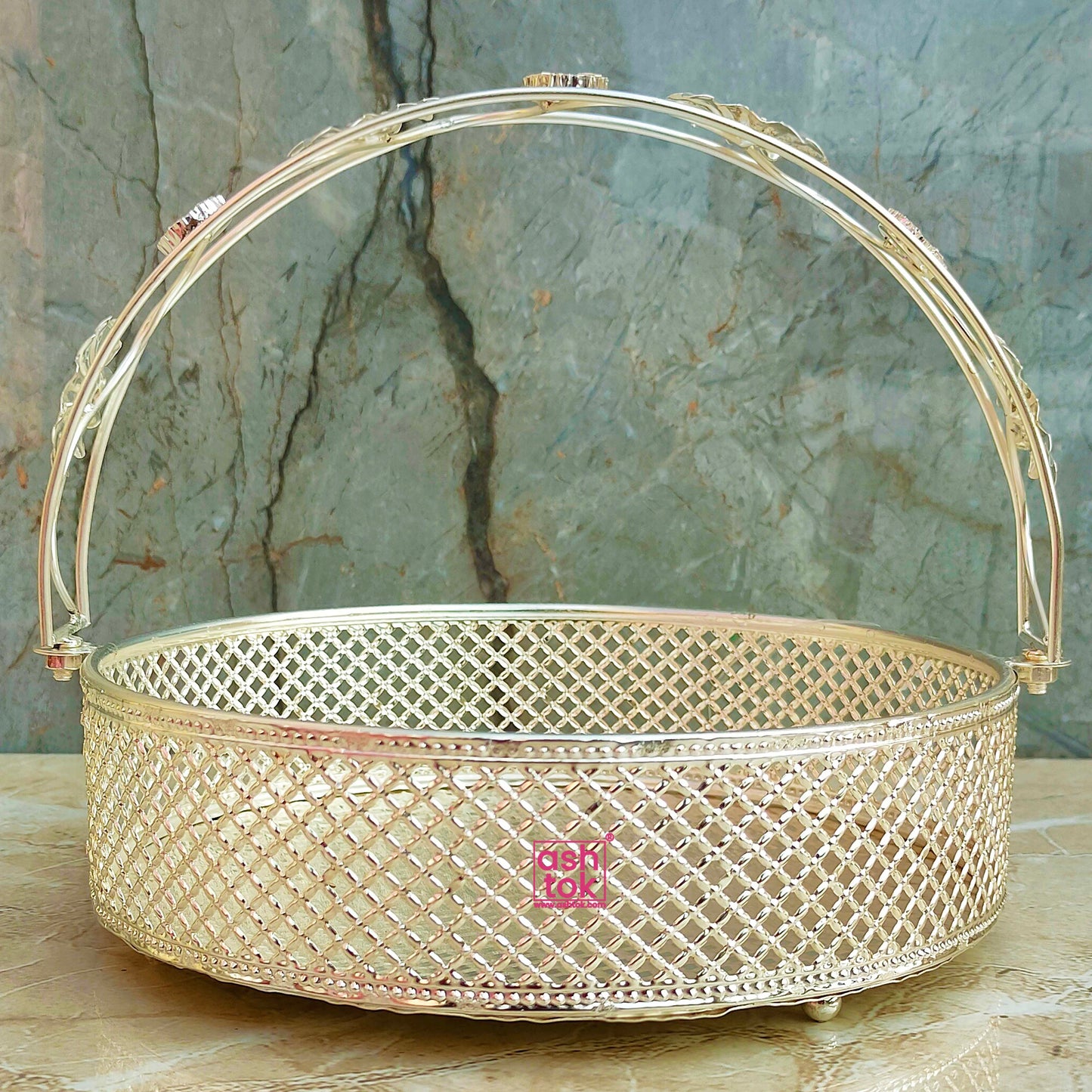 Alpha German Silver Flower Tray, Temple Tray, Puja Tray