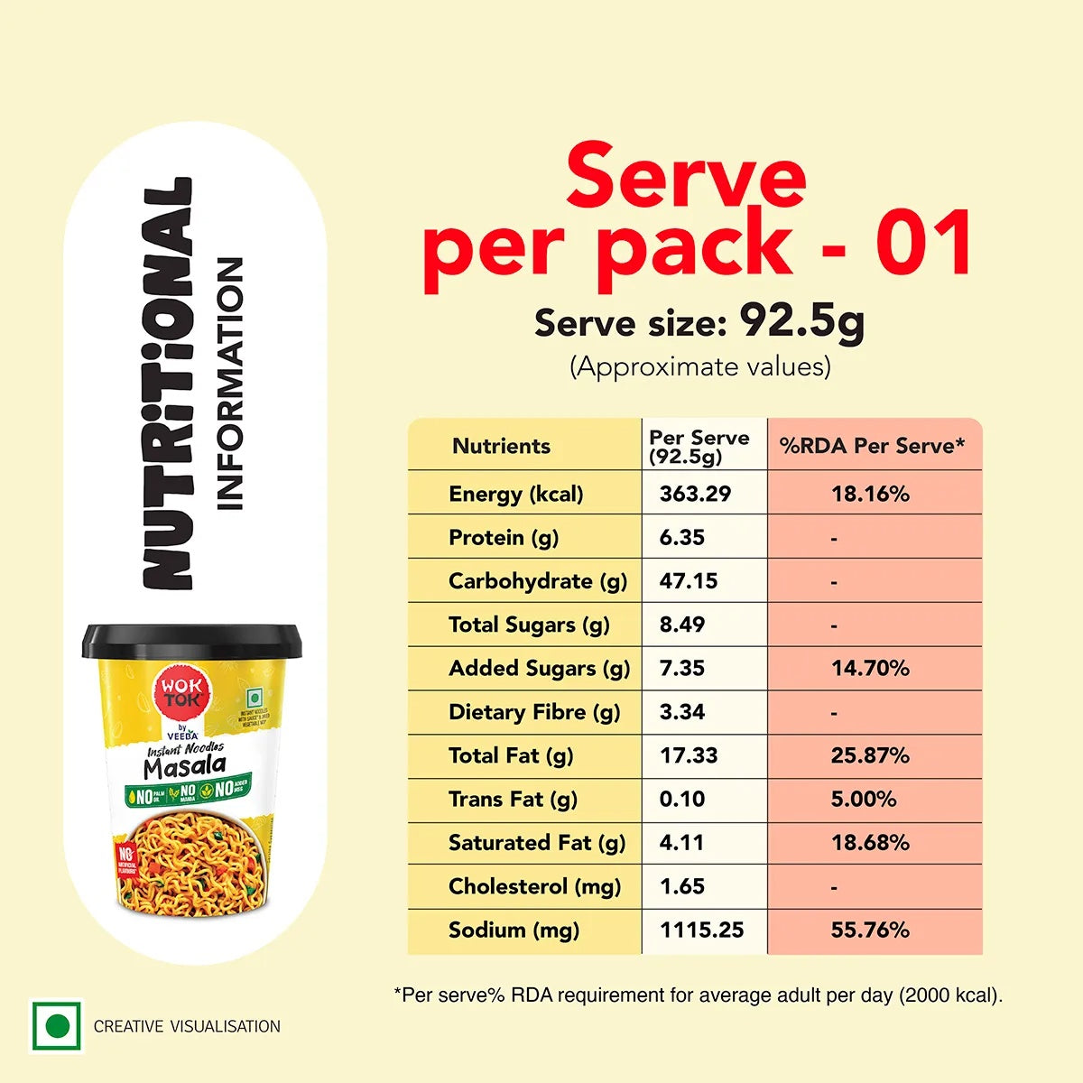 Wok Tok By Veeba Instant Cup Noodles Masala (92.5g) & Wok Tok By Veeba Instant Cup Noodles Manchurian - 92.5g