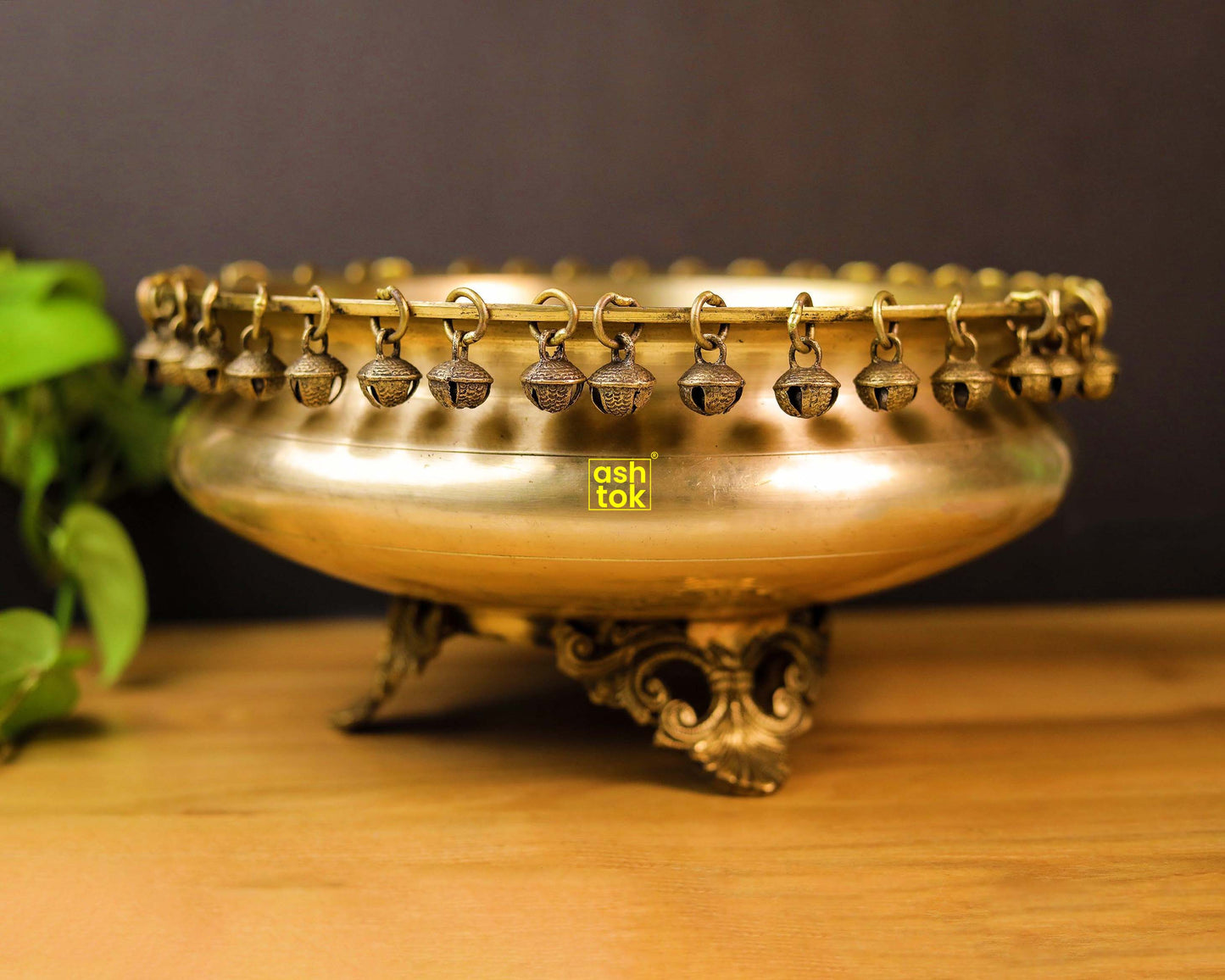 Brass Decorative Antique urli, urli Pot with small bells