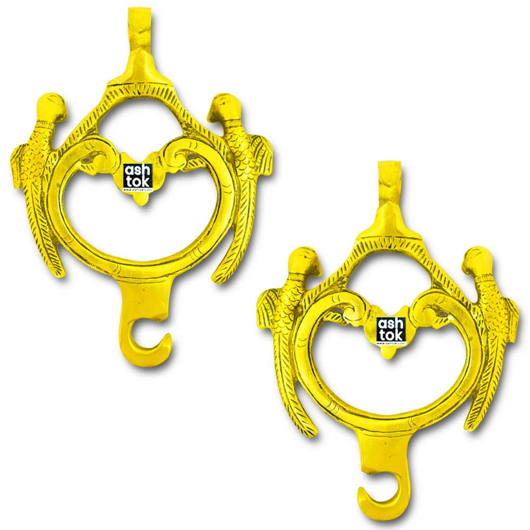 Brass Jhula Chain, Swing Chain, Design- Double Parrot, Indoor outdoor Hanging Link, 7' Feet. Set Of 4, Brass chain for swing