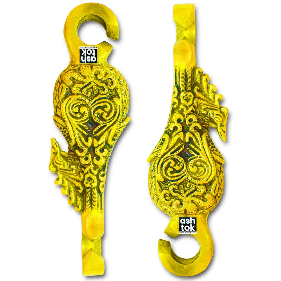 Brass Jhula Swing Chain, Design - Peacock Feather Chain, Indoor Outdoor Hanging Link, 6' Feet. Set Of 4, Brass chain for swing