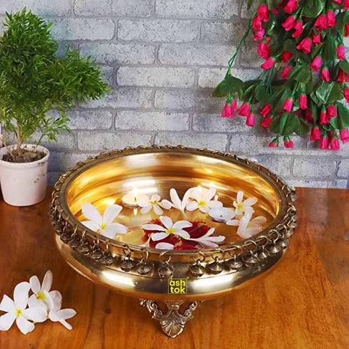 Brass Decorative Antique urli, urli Pot with small bells