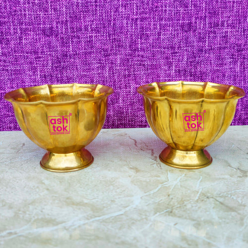 Brass Lotus Chandan Cup, handcrafted Decorative puja bowl