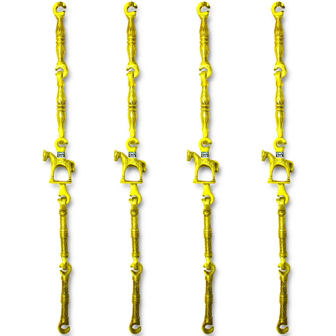 Brass Jhula Swing Chain, Design - Stand Horse, Indoor Outdoor Hanging Link, 6' Feet. Set Of 4, Brass chain for swing