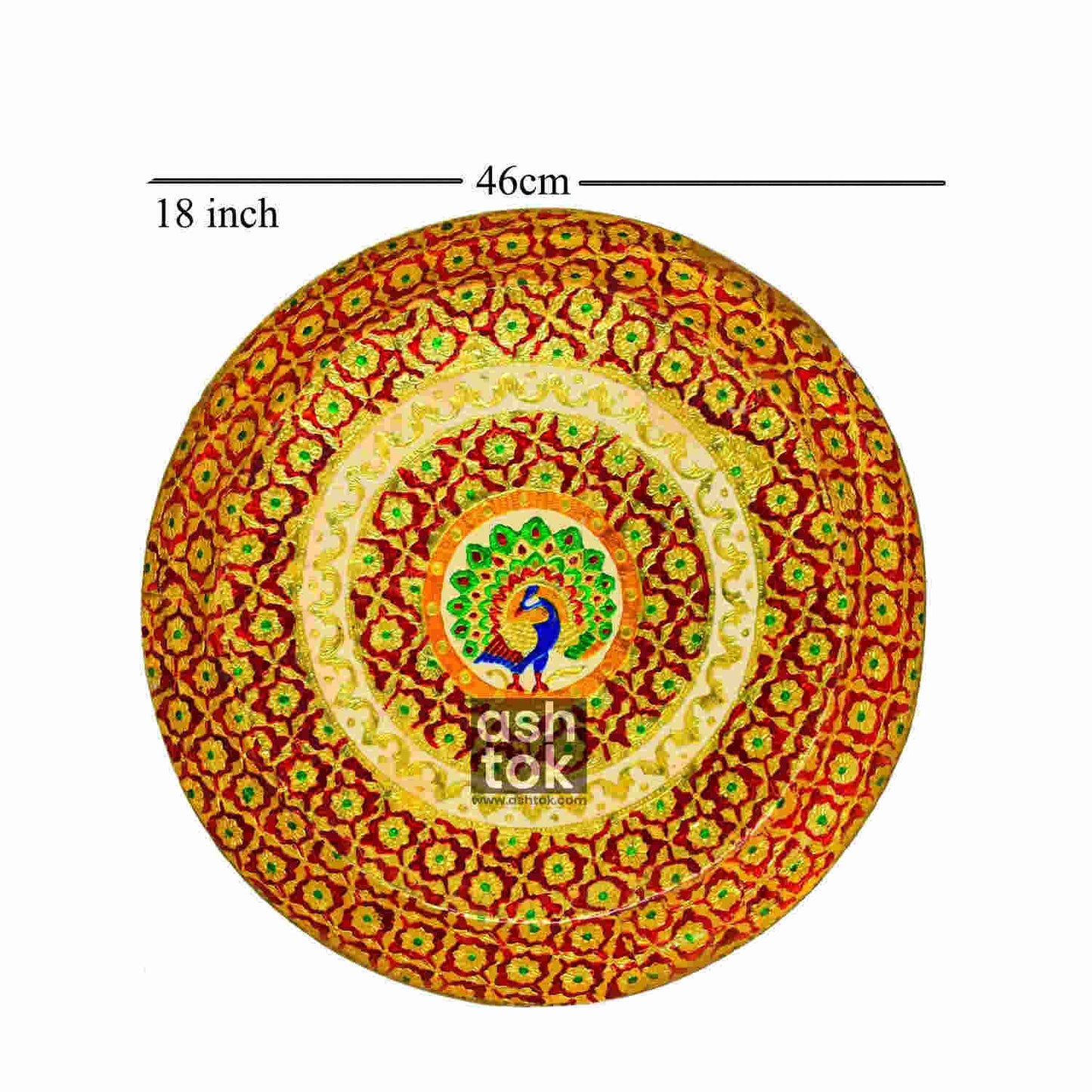 Brass Parat, Brass Plate handcrafted meenakari design, Pooja ki thali for marrage gift item