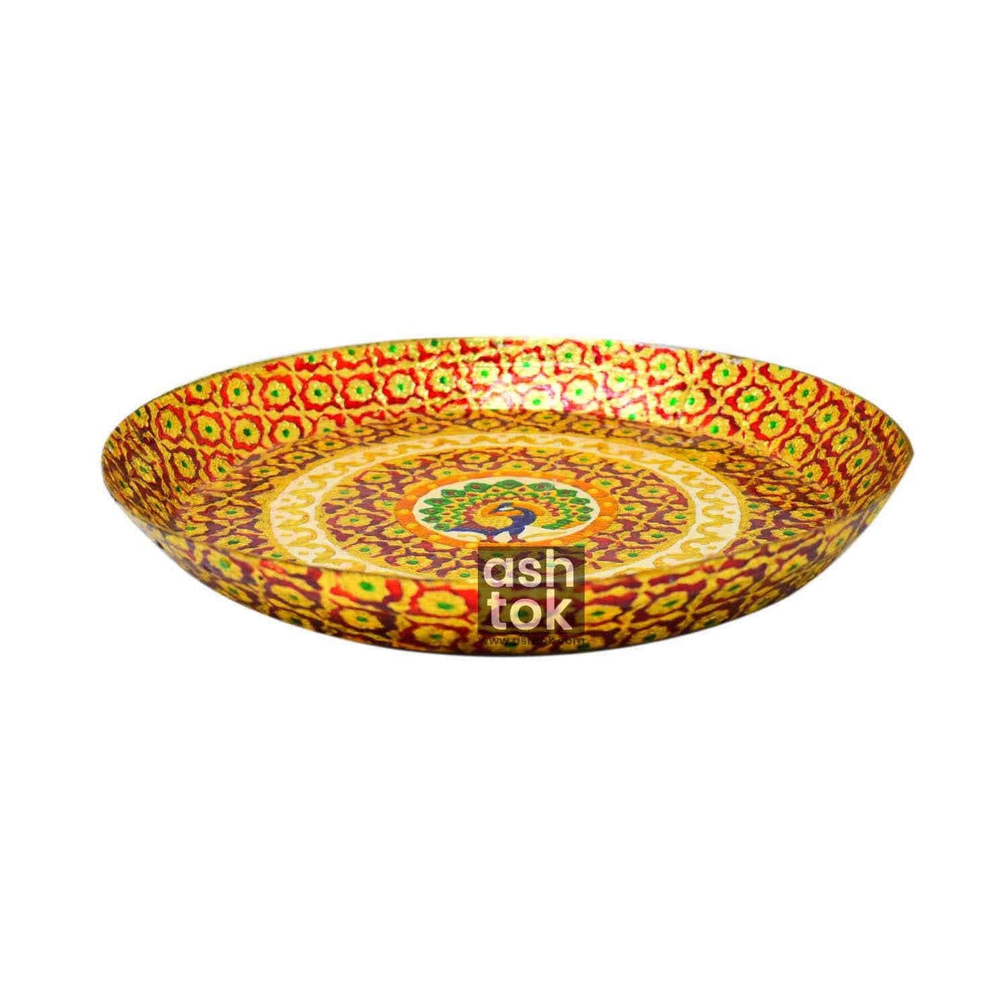Brass Parat, Brass Plate handcrafted meenakari design, Pooja ki thali for marrage gift item