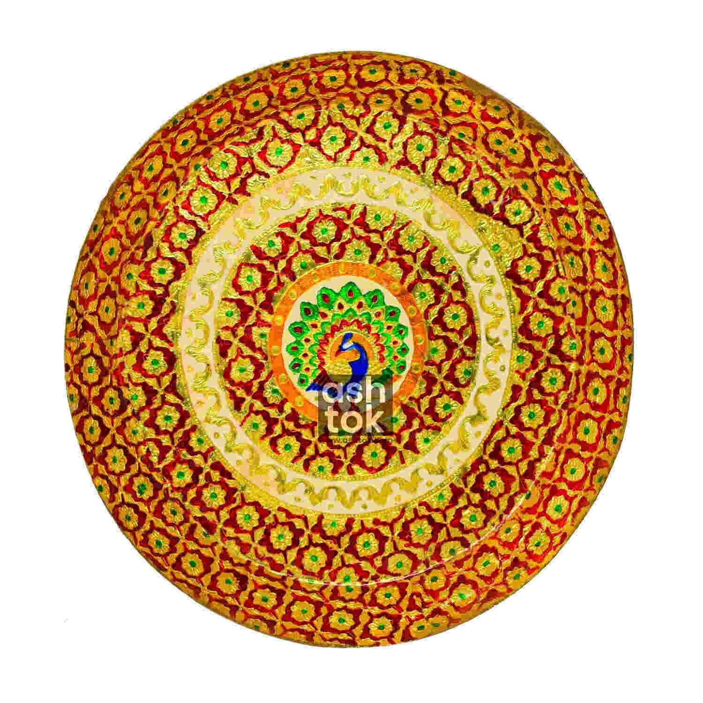 Brass Parat, Brass Plate handcrafted meenakari design, Pooja ki thali for marrage gift item