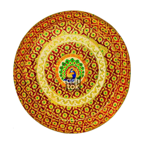 Brass Parat, Brass Plate handcrafted meenakari design, Pooja ki thali for marrage gift item