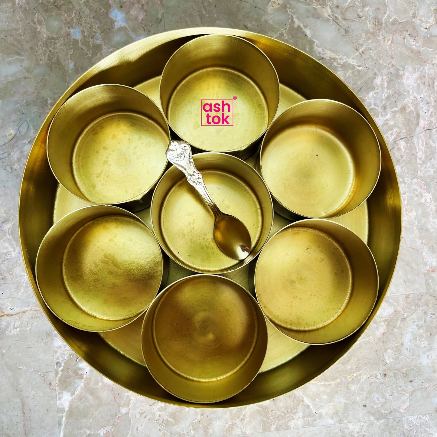 Brass Masala Box handcrafted, Spice Container with 7 Compartments, Gift Item. 7 Inches