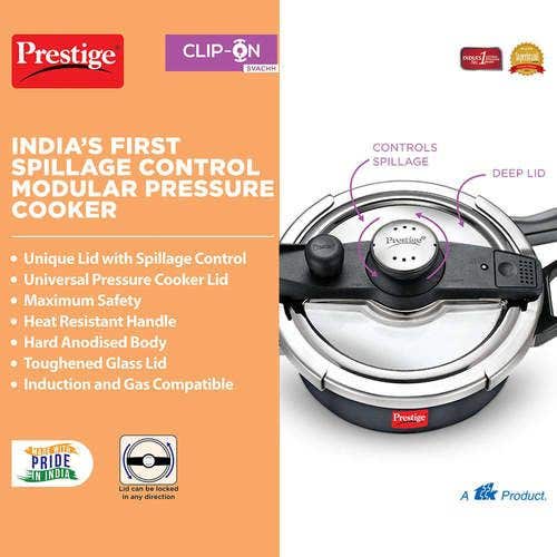 Prestige Clip-on Svachh Hard Anodised Spillage Control Pressure Cooker