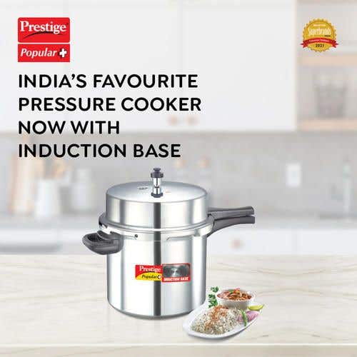 Prestige Popular Plus Virgin Aluminium Gas and Induction Compatible Pressure Cooker, (Silver)