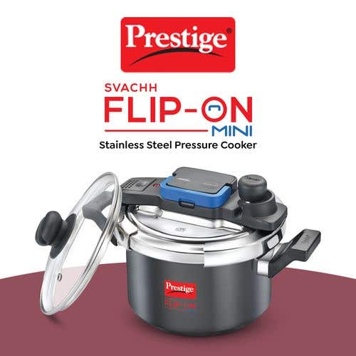 Prestige Svachh Flip-on Mini Hard Anodised Spillage Control Pressure Cooker with Glass Lid, (Black)