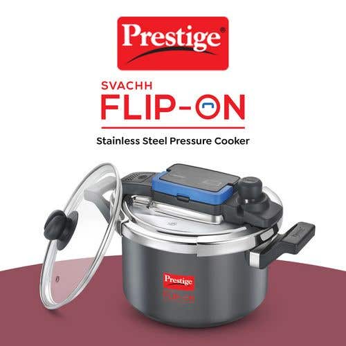 Prestige Svachh Flip-on Hard Anodised Gas and Induction Compatible Pressure Cooker with Glass Lid, (Black)