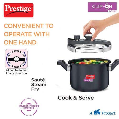 Prestige Clip-on Svachh Hard Anodised Spillage Control Pressure Cooker