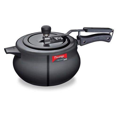 Prestige Nakshatra Plus Svachh Hard Anodised Aluminium Spillage Control Handi Pressure Cooker (Black)