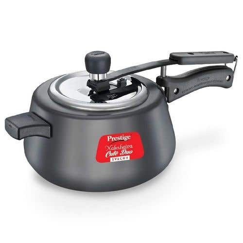 Prestige Nakshatra Cute Duo Svachh Hard Anodised Spillage Control Pressure Cooker (Black)