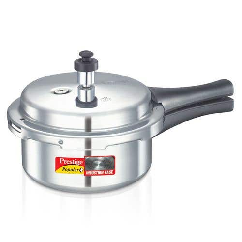 Prestige Popular Plus Virgin Aluminium Gas and Induction Compatible Pressure Cooker, (Silver)