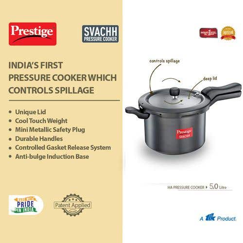 Prestige Svachh Hard Anodised Spillage Control Pressure Cooker, (Black)