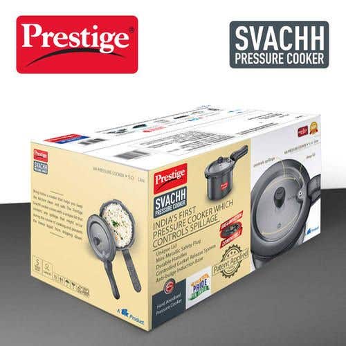 Prestige Svachh Hard Anodised Spillage Control Pressure Cooker, (Black)