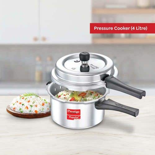 Prestige Popular Plus Svachh Virgin Aluminium Spillage Control Pressure Cooker (Silver)