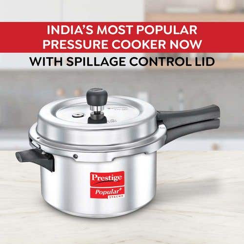 Prestige Popular Plus Svachh Virgin Aluminium Spillage Control Pressure Cooker (Silver)