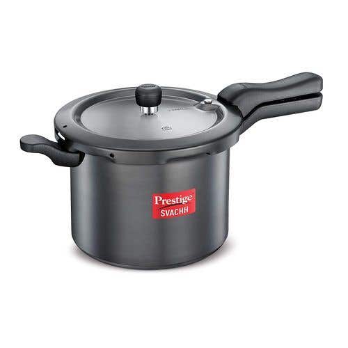 Prestige Svachh Hard Anodised Spillage Control Pressure Cooker, (Black)