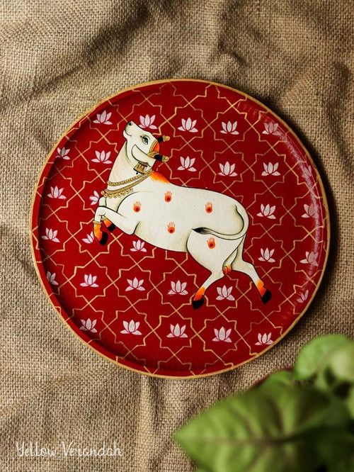Pichwai Cow Handpainted Wall Plate - 9"
