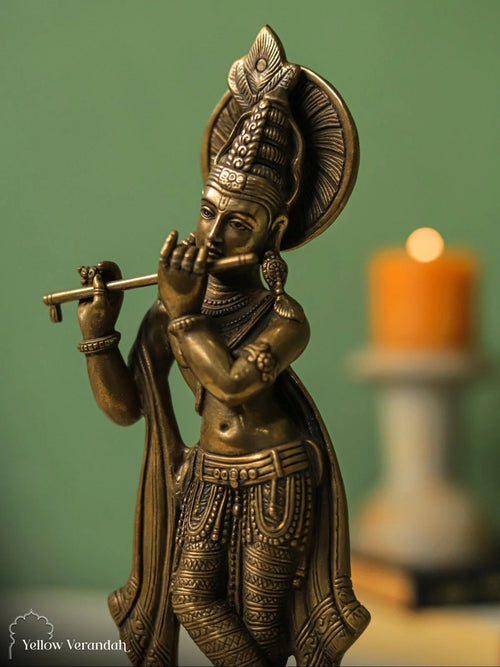 Brass Krishna Sculpture