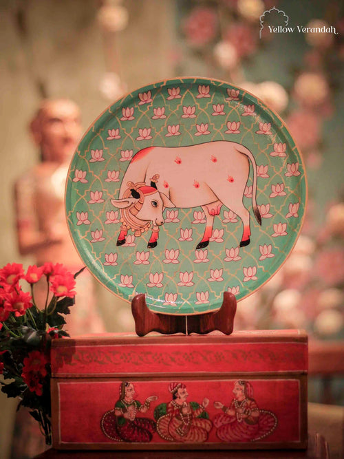 Pichwai Cow Handpainted Wall Plate - 10"