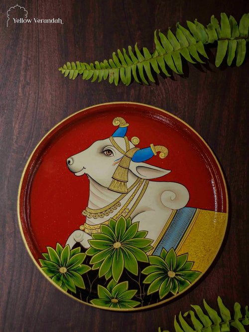 Pichwai Cow Handpainted Wall Plate - 10