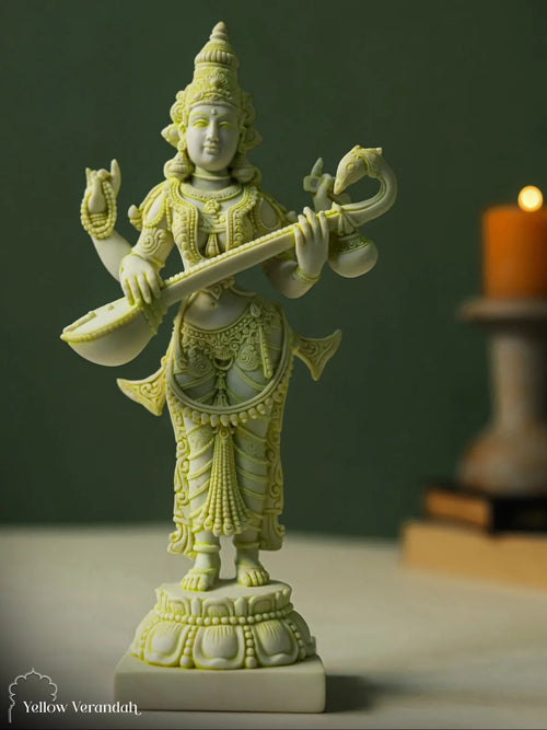 Saraswati Sculpture - Marble God Statue