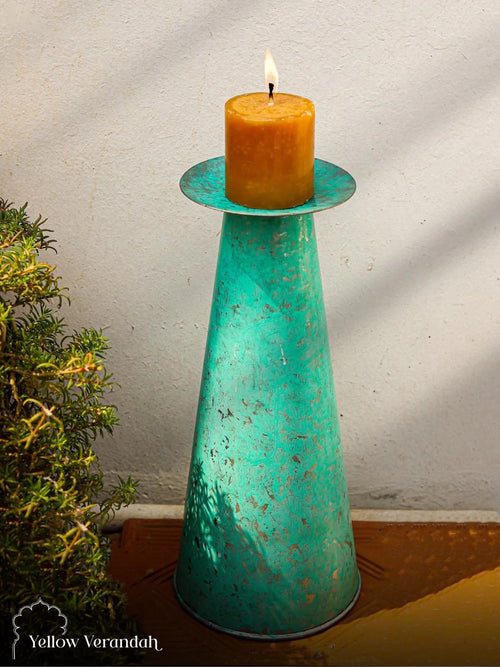 Metal Patina Floor Candle Stand