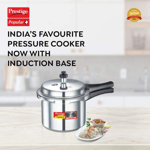 Prestige Popular Plus Virgin Aluminium Gas and Induction Compatible Pressure Cooker, (Silver)