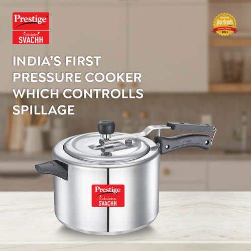 Prestige Nakshatra Plus Svachh Aluminium Spillage Control Pressure Cooker (Silver)