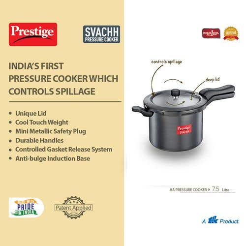 Prestige Svachh Hard Anodised Spillage Control Pressure Cooker, (Black)