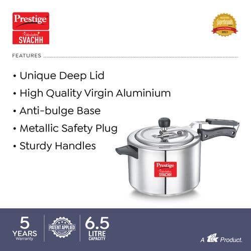 Prestige Nakshatra Plus Svachh Aluminium Spillage Control Pressure Cooker (Silver)