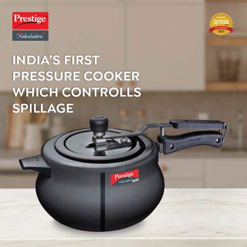Prestige Nakshatra Plus Svachh Hard Anodised Aluminium Spillage Control Handi Pressure Cooker (Black)