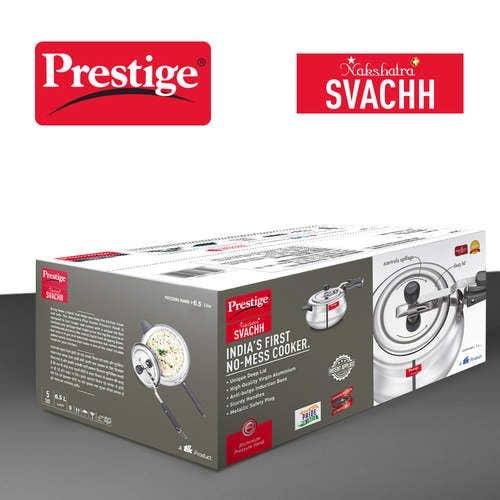Prestige Nakshatra Plus Svachh Aluminium Spillage Control Handi Pressure Cooker (Silver)