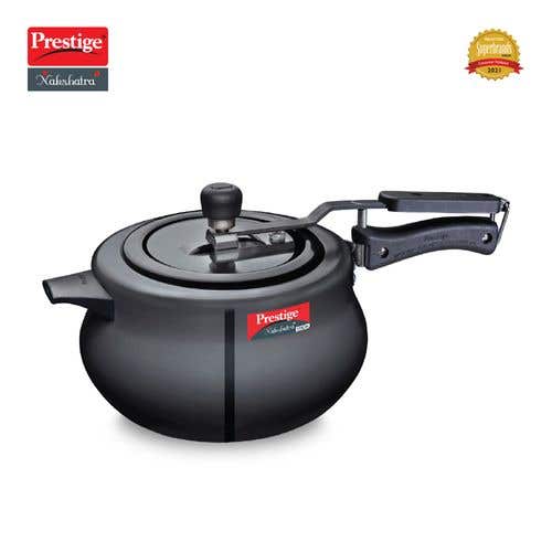 Prestige Nakshatra Plus Svachh Hard Anodised Aluminium Spillage Control Handi Pressure Cooker (Black)