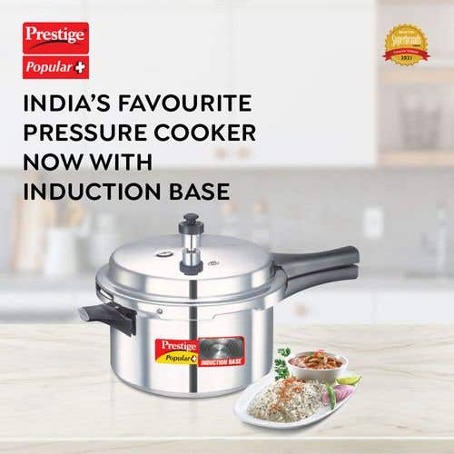 Prestige Popular Plus Virgin Aluminium Gas and Induction Compatible Pressure Cooker, (Silver)