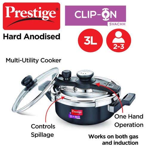 Prestige Clip-on Svachh Hard Anodised Spillage Control Pressure Cooker