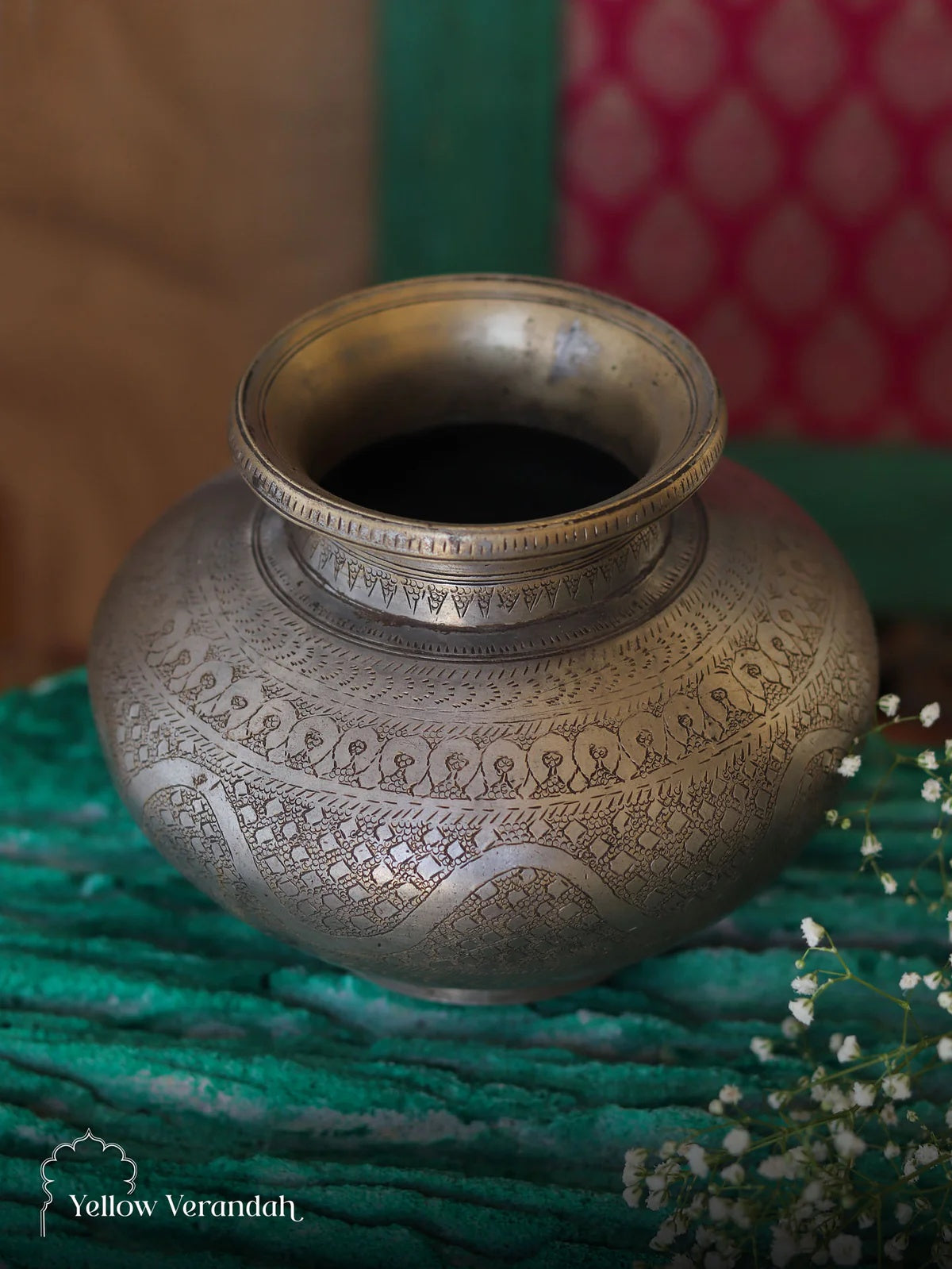 Vintage Brass Carving Pot