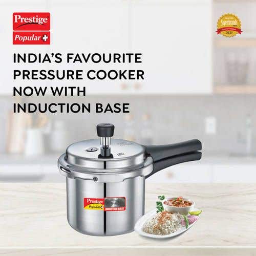 Prestige Popular Plus Virgin Aluminium Induction Base Pressure Cooker, (Silver)