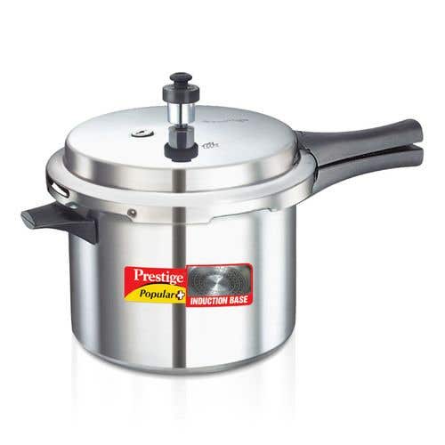 Prestige Popular Plus Virgin Aluminium Gas and Induction Compatible Pressure Cooker, (Silver)