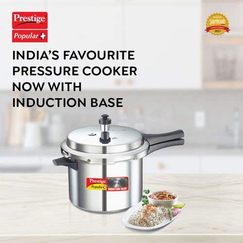 Prestige Popular Plus Virgin Aluminium Gas and Induction Compatible Pressure Cooker, (Silver)
